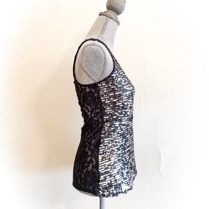 Express Sequin Lace Back Tank Top